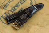 Horween Shell Cordovan Dark Cognac Half Padded FS Leather Watch Strap