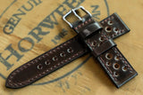 Horween Shell Cordovan Dark Cognac Racing Leather Watch Strap
