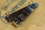 Horween Shell Cordovan Dark Cognac Unlined Side Stitch Leather Watch Strap