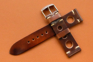 RM: Horween Shell Cordovan Marbled Colour 8 Unlined Rally Watch Strap (20/18)