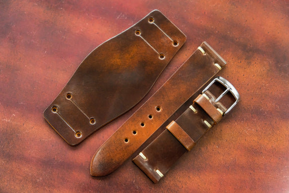 The House Of Straps | Horween Shell Cordovan Marbled Colour 8 Bund Strap