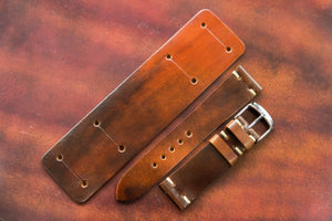 The House Of Straps | Horween Shell Cordovan Marbled Colour 8 Newman Bund Strap
