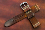 Horween Shell Cordovan Marbled Colour 8 Unlined Top Stitch Leather Watch Strap