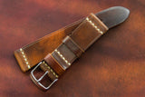 Horween Shell Cordovan Marbled Colour 8 Unlined Top Stitch Leather Watch Strap