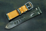 Horween Shell Cordovan Marbled Black Half Padded SS Leather Watch Strap