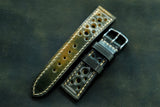 Horween Shell Cordovan Marbled Black Racing Leather Watch Strap