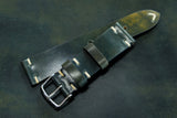 Horween Shell Cordovan Marbled Black Side Stitch Leather Watch Strap