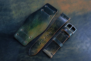 The House Of Straps | Horween Shell Cordovan Marbled Black Bund Strap