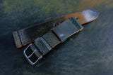Horween Shell Cordovan Marbled Black Unlined Top Stitch Leather Watch Strap