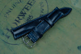 Horween Shell Cordovan Navy Half Padded FS Leather Watch Strap