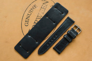 The House Of Straps | Horween Shell Cordovan Tumbled Black Newman Bund Strap