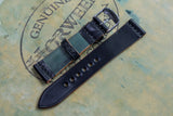 Horween Shell Cordovan Black Unlined Top Stitch Leather Watch Strap