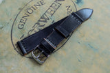 Horween Shell Cordovan Black Unlined Top Stitch Leather Watch Strap