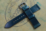 Horween Shell Cordovan Dark Green Unlined Top Stitch Leather Watch Strap