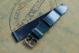 Horween Shell Cordovan Dark Green Unlined Top Stitch Leather Watch Strap