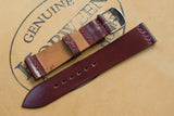 Horween Shell Cordovan Garnet Unlined Top Stitch Leather Watch Strap
