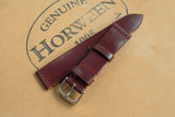 Horween Shell Cordovan Garnet Unlined Top Stitch Leather Watch Strap