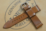 Horween Shell Cordovan Natural Unlined Top Stitch Leather Watch Strap