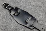 Horween Chromexcel Navy Unlined Side Stitch Leather Bund Watch Strap