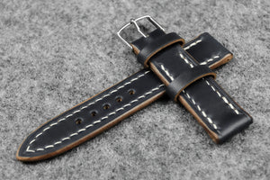 Horween Chromexcel Navy Full Stitch Leather Watch Strap