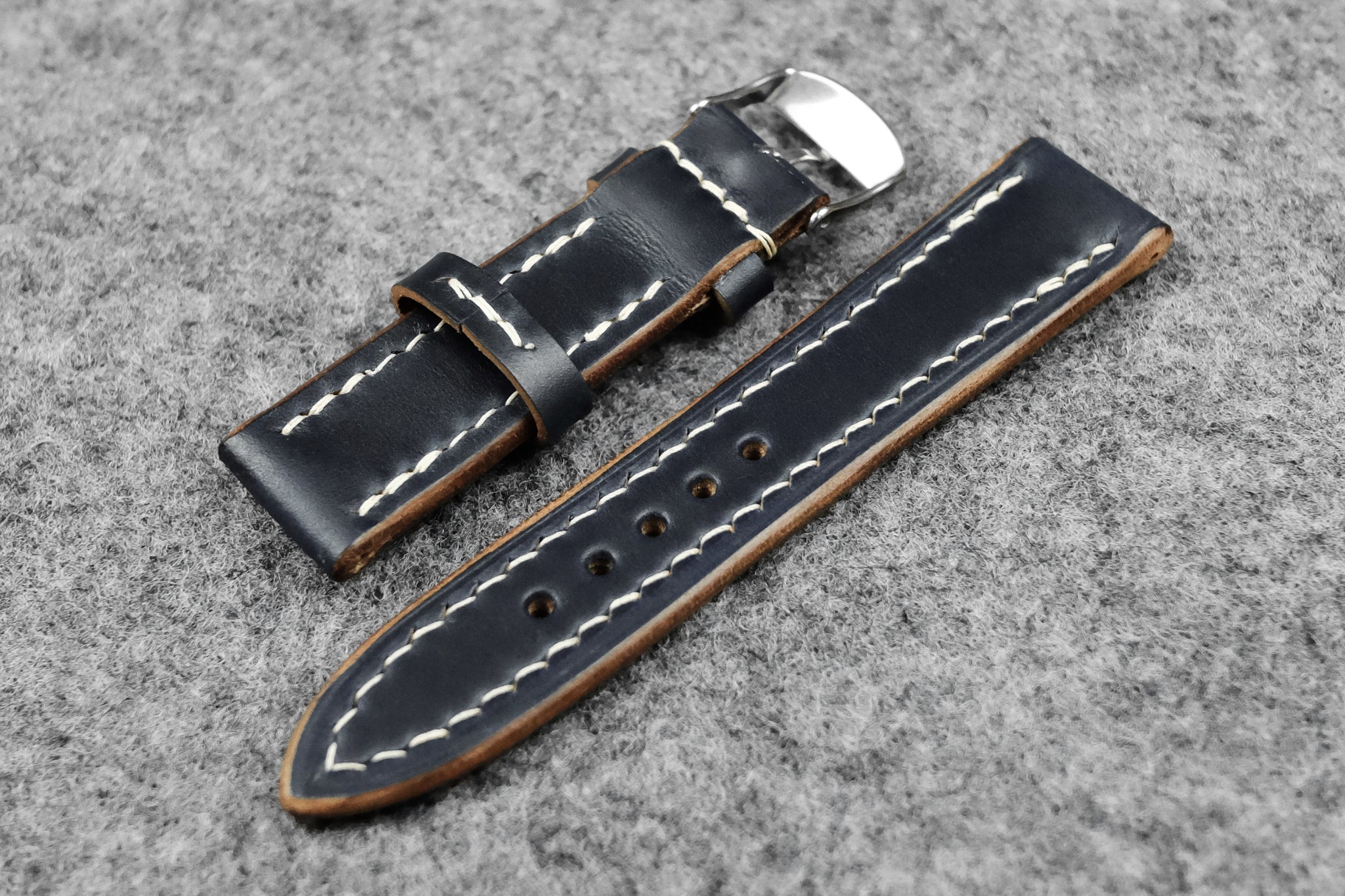 Horween online Chromexcel Navy Full Stitch Leather Watch Strap