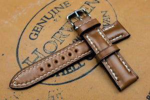 Horween Shell Cordovan Natural Half Padded FS Leather Watch Strap