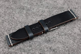 Horween Chromexcel Navy Unlined Top Stitch Leather Watch Strap