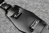 Horween Chromexcel Black Unlined Side Stitch Leather Bund Watch Strap
