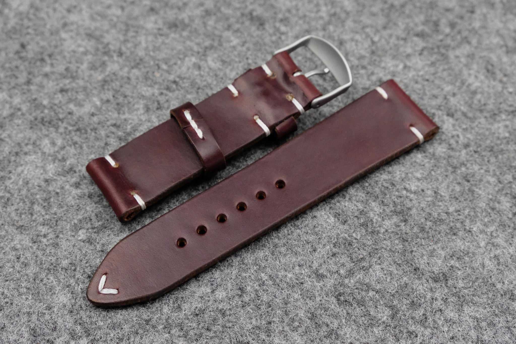 Horween Chromexcel Burgundy Side Stitch Leather Watch Strap – THE HOUSE ...