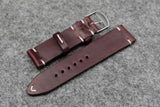Horween Chromexcel Burgundy Side Stitch Leather Watch Strap