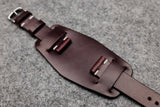 Horween Chromexcel Burgundy Unlined Side Stitch Leather Bund Watch Strap