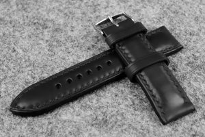 Horween Chromexcel Black Full Padded Leather Watch Strap