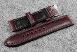 Horween Chromexcel Burgundy Full Padded Leather Watch Strap