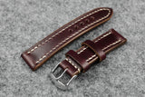 Horween Chromexcel Burgundy Full Stitch Leather Watch Strap