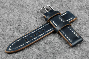 RM: Horween Chromexcel Navy Full Stitch Leather Watch Strap (19/16)