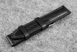 Horween Chromexcel Black Half Padded Leather Watch Strap