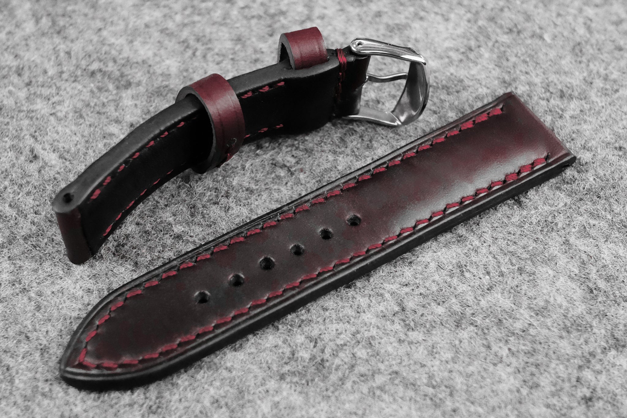 Horween Chromexcel Burgundy Half Padded Leather Watch Strap – THE