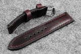 Horween Chromexcel Burgundy Half Padded Leather Watch Strap
