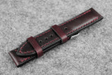 Horween Chromexcel Burgundy Half Padded Leather Watch Strap