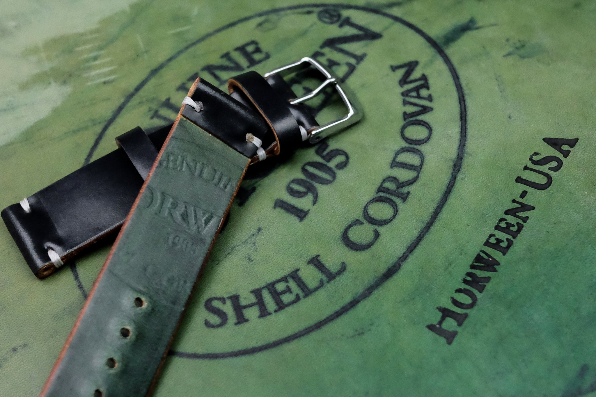 Horween Shell Cordovan Black Unlined Side Stitch Leather