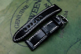 Horween Shell Cordovan Black Full Stitch Leather Watch Strap