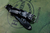 Horween Shell Cordovan Black Half Padded SS Leather Watch Strap