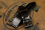 Horween Shell Cordovan Deep Dark Brown Unlined Side Stitch Leather Watch Strap