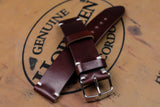 Horween Shell Cordovan Garnet Unlined Side Stitch Leather Watch Strap