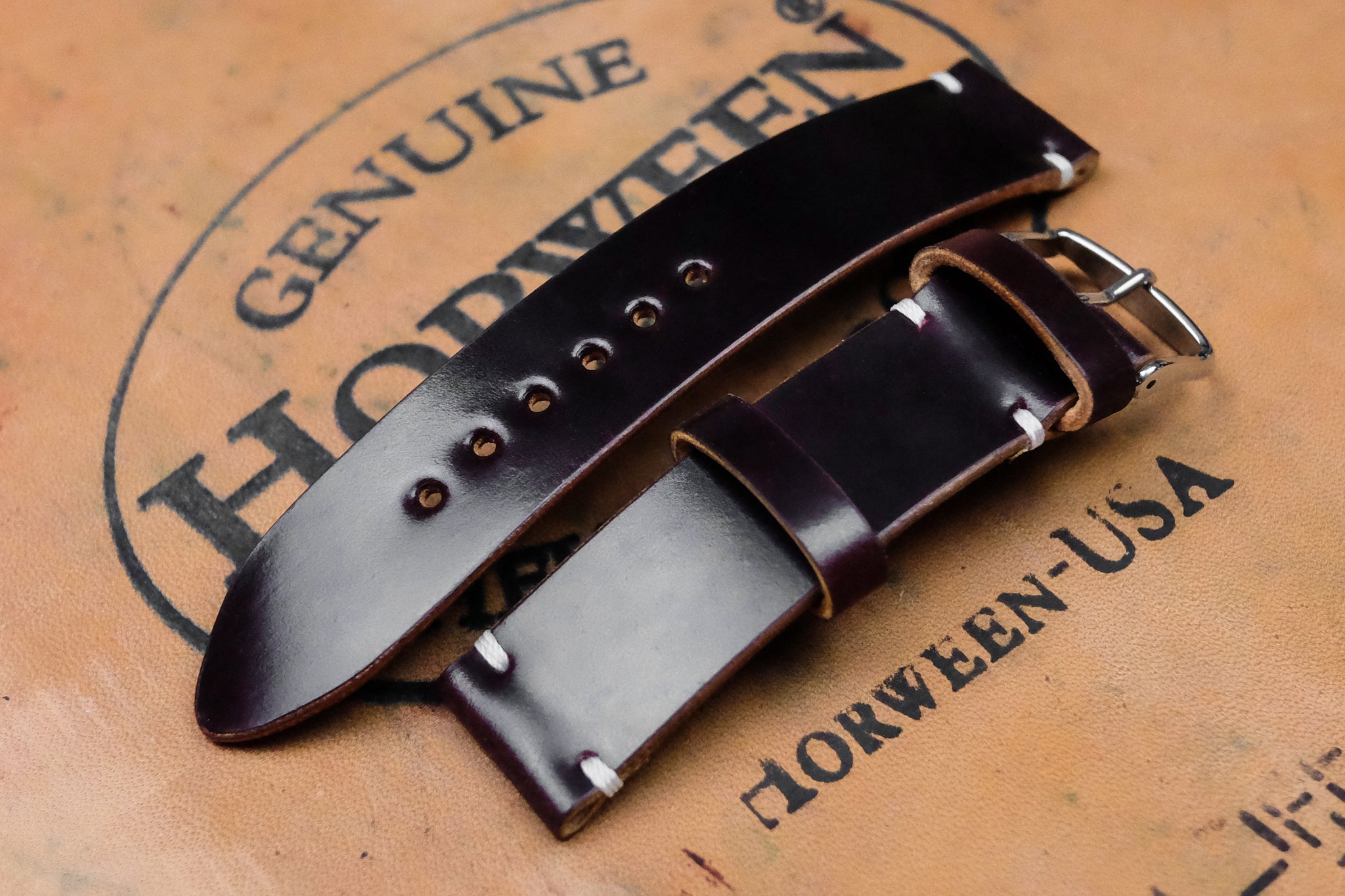 Leather Apple Watch Band - Natural Horween Shell Cordovan
