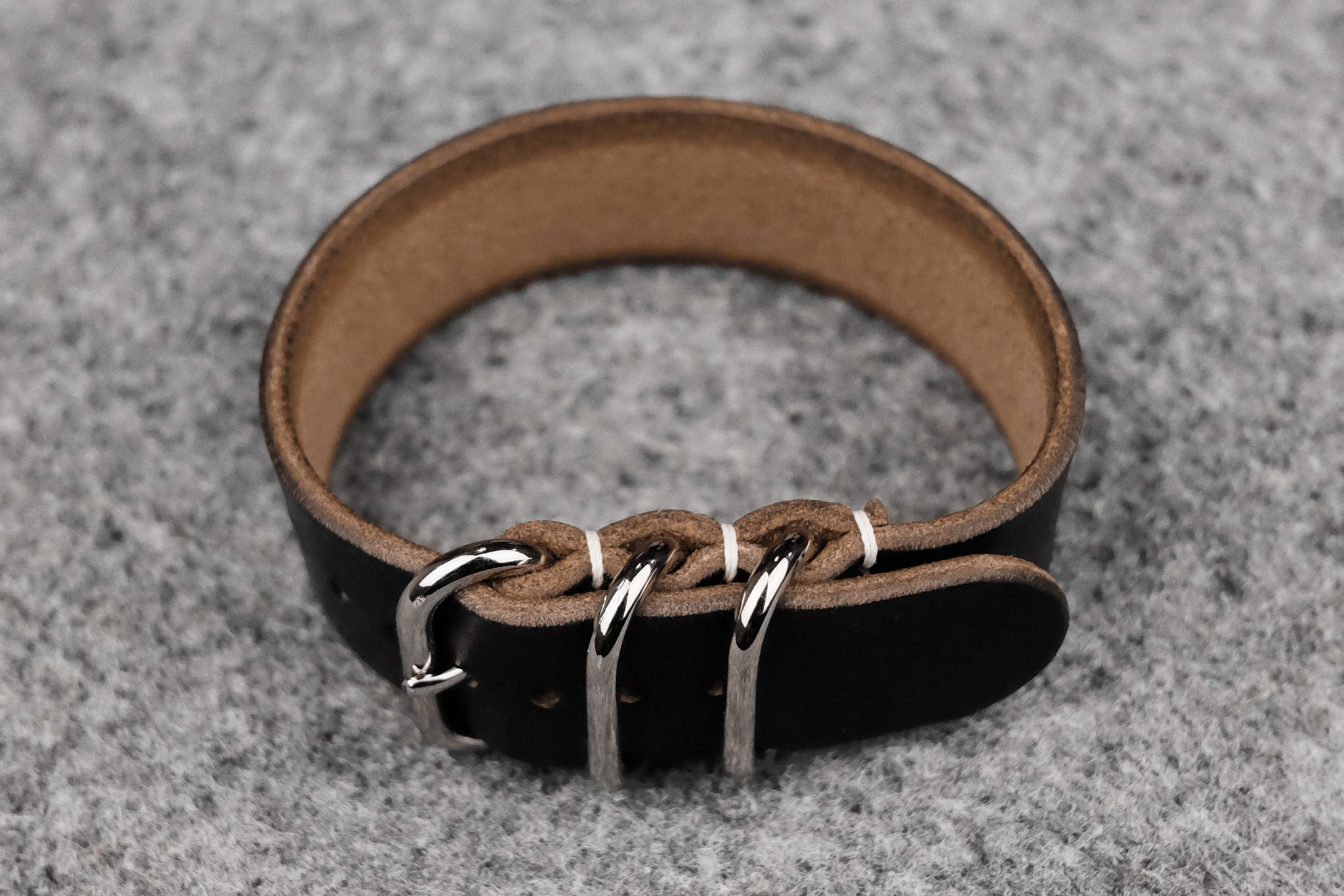 Pass Through Rings Horween Chromexcel Black 3 Ring Pass Through Leather Strap – THE HOUSE ...