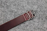 THOS Horween Chromexcel Burgundy 3 Ring Pass Through Leather Strap