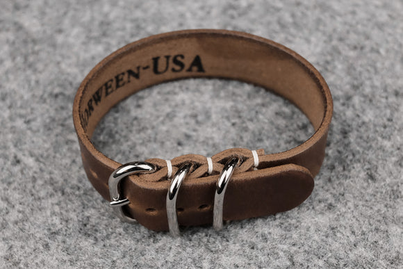 Horween Chromexcel Natural 3 Ring Pass Through Leather Strap