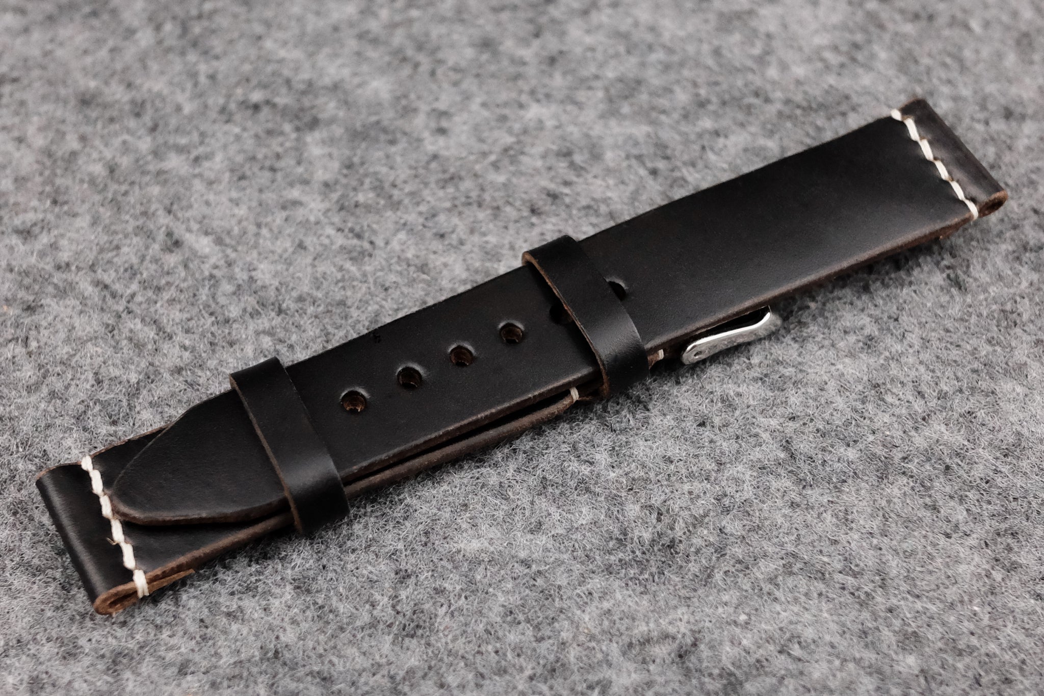 Horween Chromexcel Black Unlined Top Stitch Leather Watch