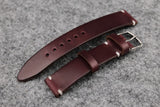 Horween Chromexcel Burgundy Unlined Side Stitch Leather Watch Strap
